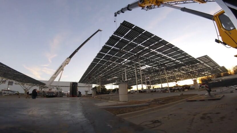 Quest Renewables Double Cantilever Carports installation